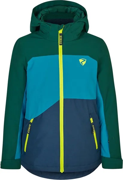 Спортивная куртка Ziener, темно-синий/еловый/неоново-зеленый