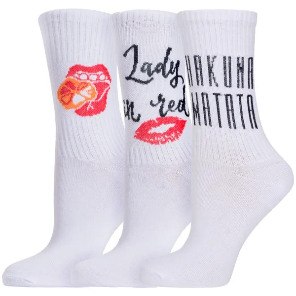 Комплект носков женских Челны текстиль 3-L34ж белых 23-25