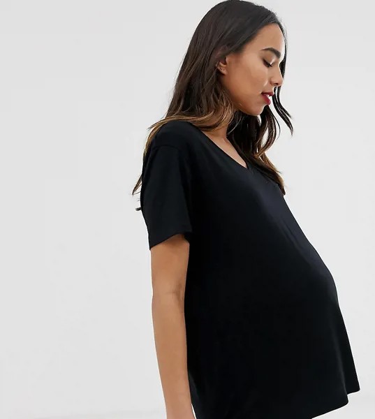 Черная футболка для кормления с V-образным вырезом ASOS DESIGN Maternity-Черный цвет