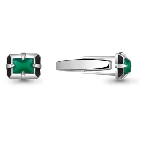 Серебряные запонки Aquamarine А7281309 с агатом