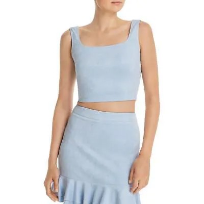 Aqua Womens Blue Faux Suede Square Neck Tank Top Crop Top Shirt XS BHFO 0532