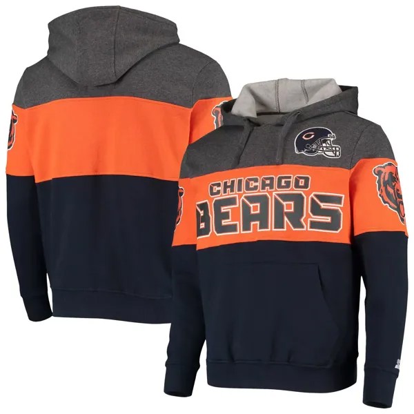 Мужской стартовый пуловер с капюшоном серо-оранжевого цвета Chicago Bears Extreme Fireballer Starter