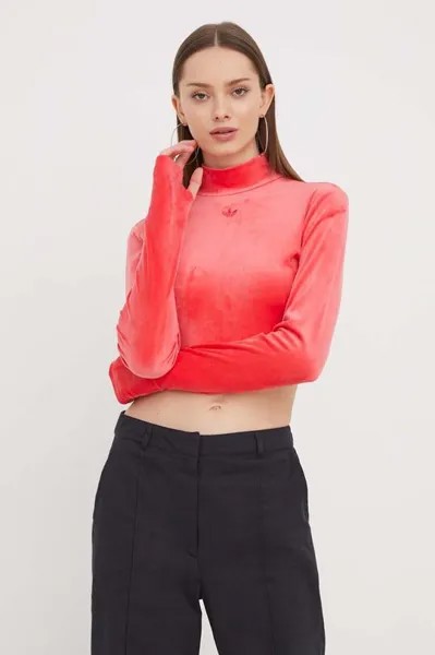 Бархатный лонгслив adidas Originals, красный