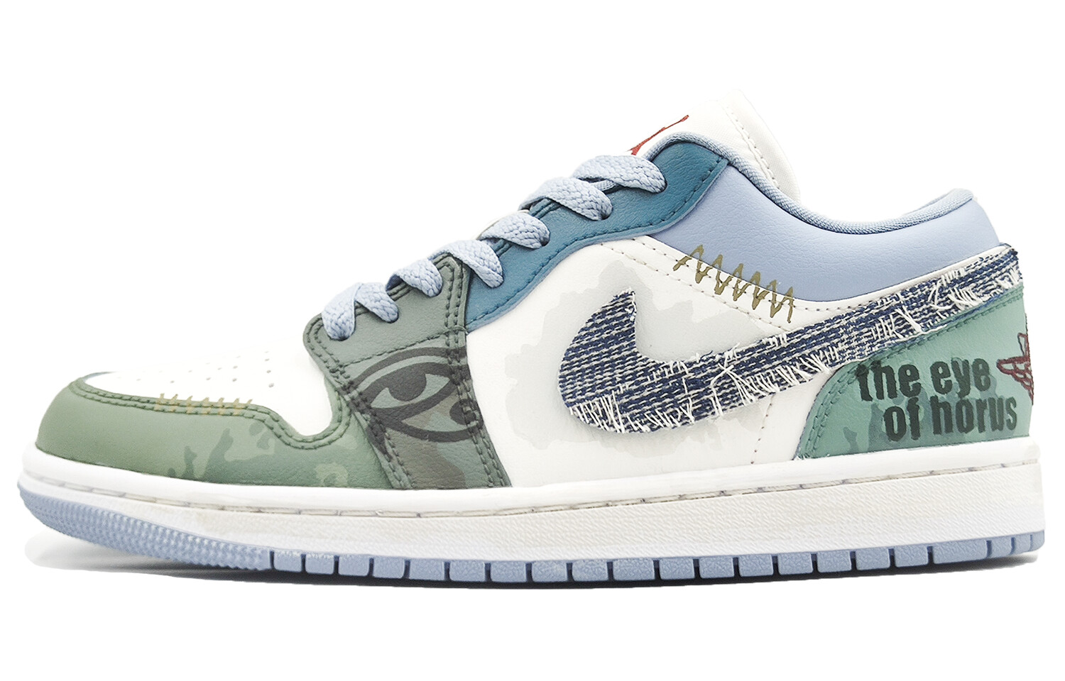 Кроссовки Air Jordan 1 Vintage Basketball Shoes Women's Low-top Blue, зеленый