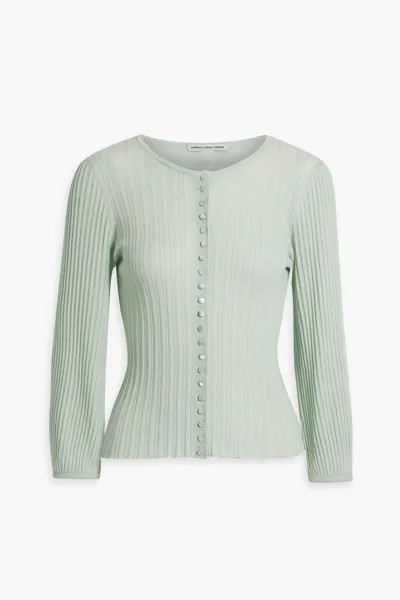 Кардиган из хлопка в рубчик Cotton By Autumn Cashmere, мятный