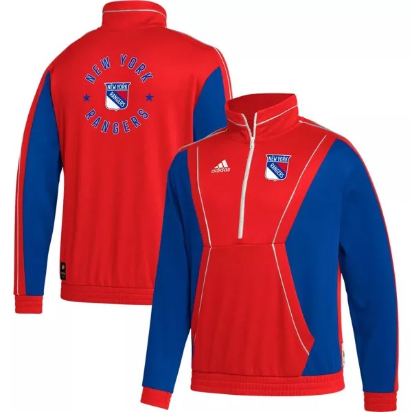 Мужская красная классическая куртка с молнией до половины New York Rangers Team adidas