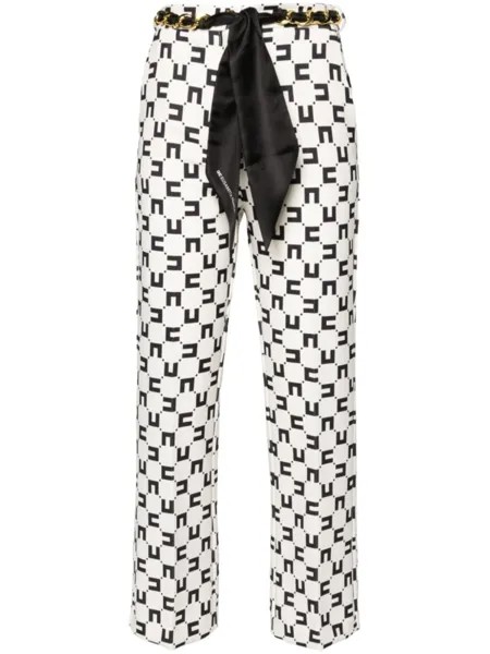 Elisabetta Franchi брюки bootcut с монограммой, нейтральный цвет