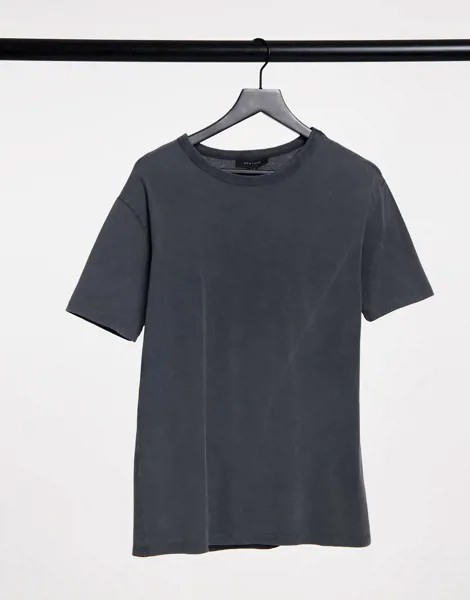 Серая футболка бойфренда с эффектом кислотной стирки New Look-Серый