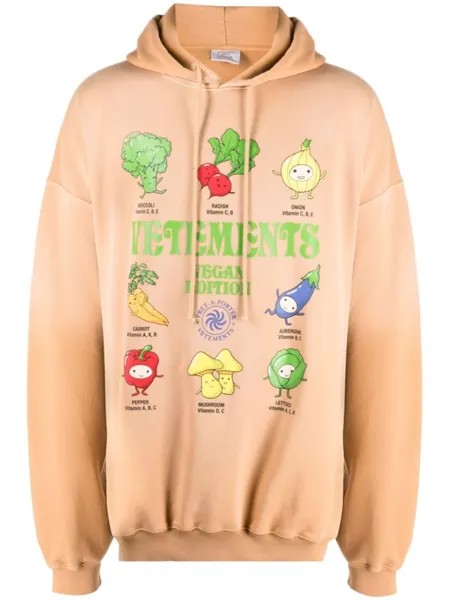 Худи Vegan Logo с кулиской VETEMENTS, коричневый