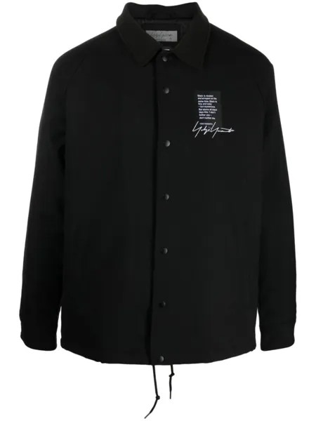 Yohji Yamamoto шерстяная куртка-рубашка с логотипом, черный