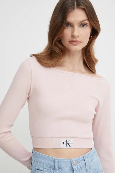 Лонгслив Calvin Klein Jeans, розовый