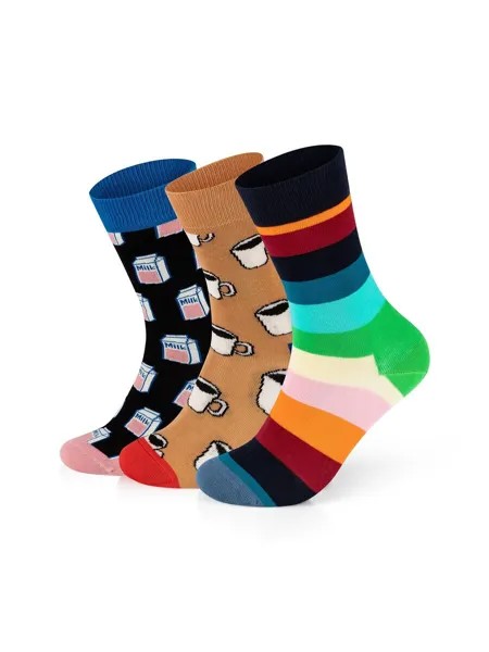 Носки Happy Socks Socks 3-Pack Stripe Tea Milk, цвет Mixed colors