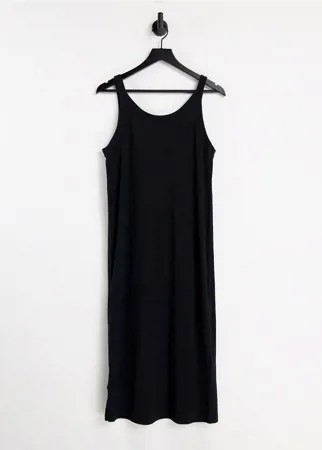 Черное платье-майка миди из органического хлопка с разрезом сбоку & Other Stories-Черный цвет