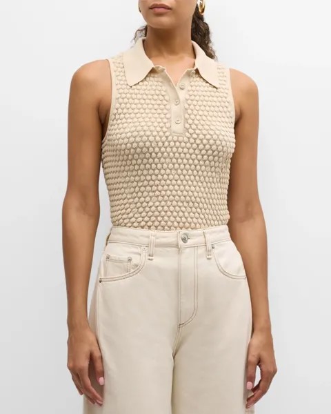 Вязаная рубашка-поло без рукавов Georgia Rag & Bone, цвет Beige