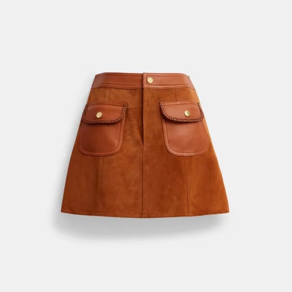 Юбка COACH Braided Suede Mini, цвет Burnished Amber