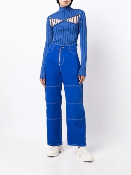 Dion Lee джемпер с плетеной отделкой, синий