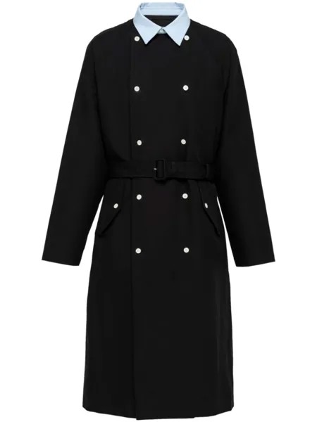 Prada плащ с контрастным воротником, черный