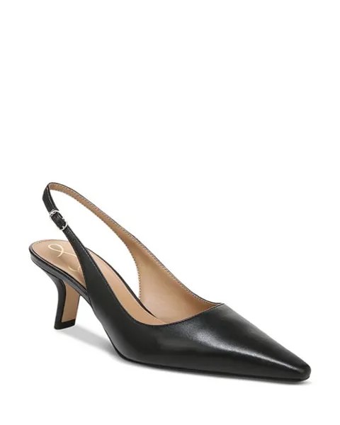 Женские туфли на каблуке «котенок» с открытой пяткой Bianka Sam Edelman, цвет Black