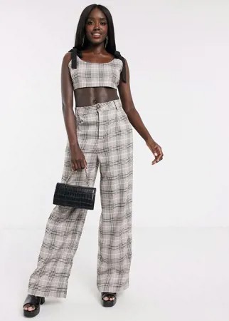 Широкие брюки в клетку от костюма In The Style x Fashion Influx-Мульти