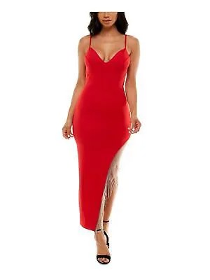 BEBE Женское красное асимметричное платье макси на тонких бретельках с металлическим подолом для юниоров XL