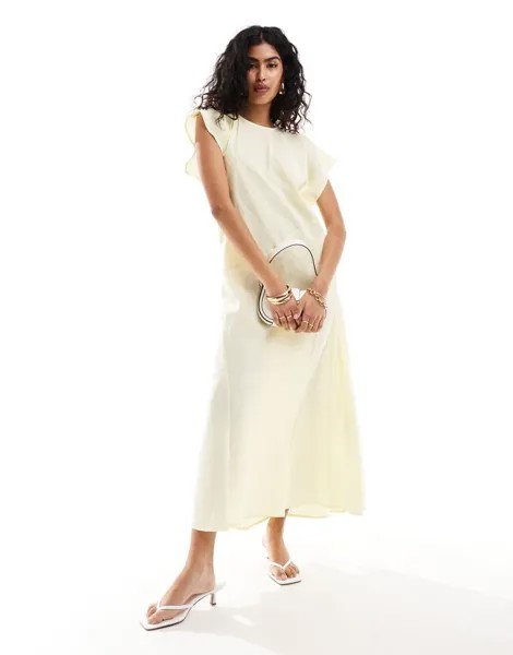 ASOS DESIGN – лимонное платье макси без рукавов с круглым вырезом