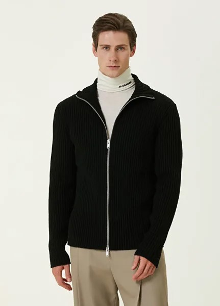 Кардиган из фактурного трикотажа в черную полоску Jil Sander