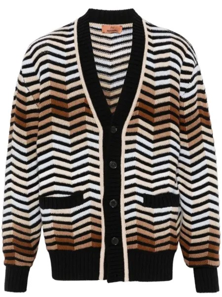 Missoni зигзагообразный шерстяной кардиган, коричневый