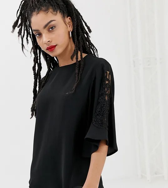 Черная декорированная блузка New Look-Черный
