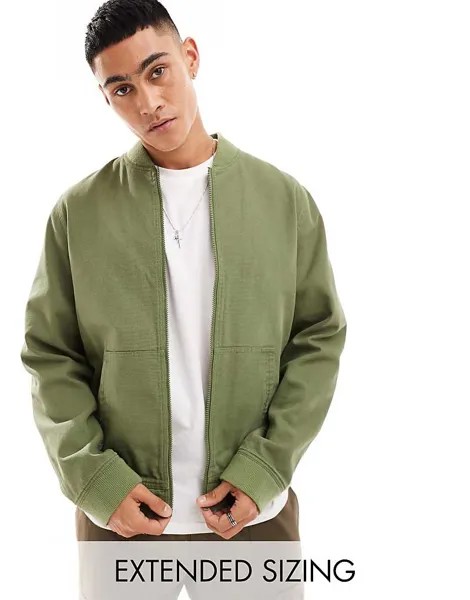 Объемный бомбер цвета хаки ASOS DESIGN