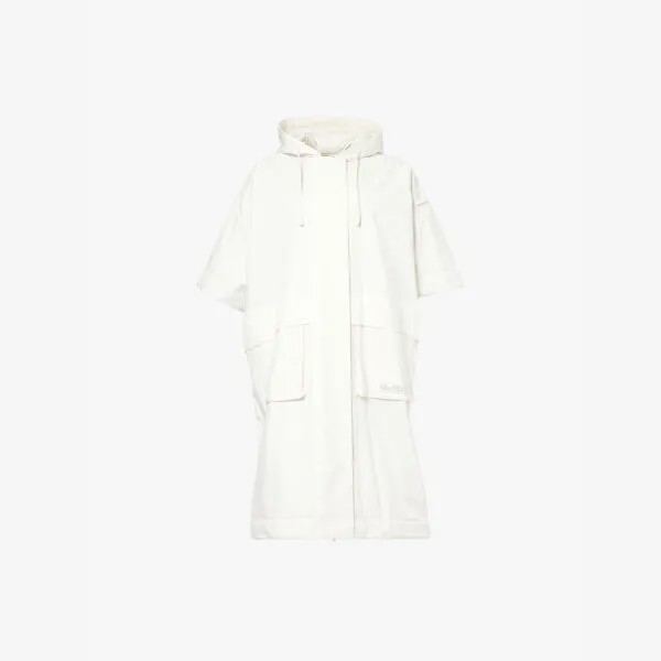 Maratea — свободный тканый плащ с капюшоном Max Mara, белый
