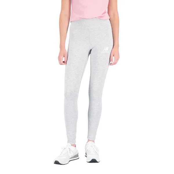 Леггинсы New Balance Essentials Stacked Logo Cotton, серый