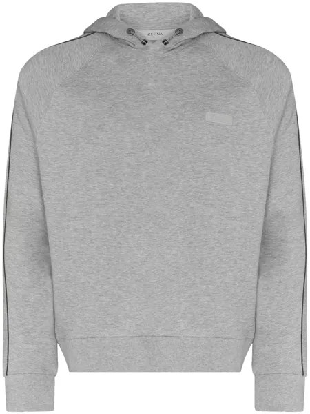 Z Zegna logo-patch cotton hoodie