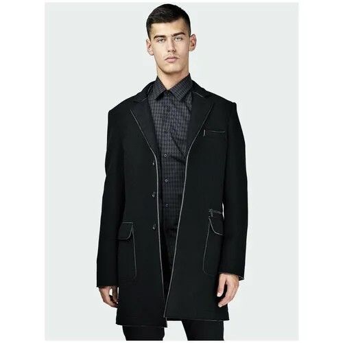 Пальто Karl Lagerfeld демисезонное, силуэт прямой, укороченное, размер 50, черный