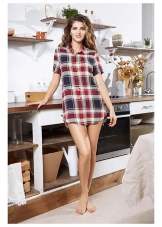 Mia&Mia Платье-рубашка Yuna с коротким рукавом, красный с синим, XL