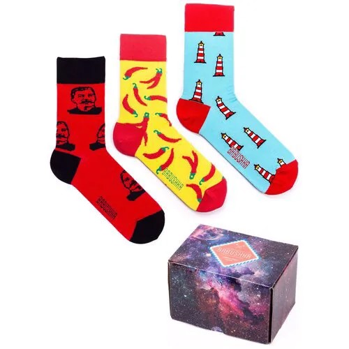 Цветные носки Babushka, набор носков с принтом, 3 пары в коробке, размер 41-46, CMB-10