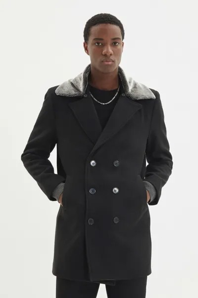 Пальто - Черный - Двубортный Trendyol, черный