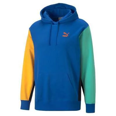 Puma Classics Block Pullover Hoodie Мужская синяя повседневная спортивная верхняя одежда 53561958