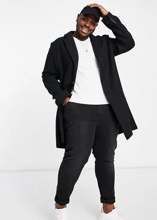 Черное пальто из смесовой шерсти без подкладки ASOS DESIGN Plus-Черный цвет