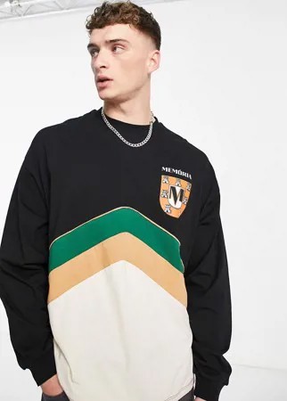 Oversized-лонгслив в стиле колор-блок с нашивкой на груди ASOS DESIGN-Разноцветный