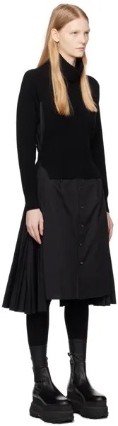 Черное многослойное платье-миди sacai