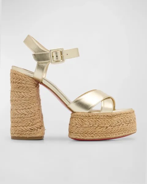 Эспадрильи на платформе с красной подошвой Super Calakala Christian Louboutin, цвет Platine