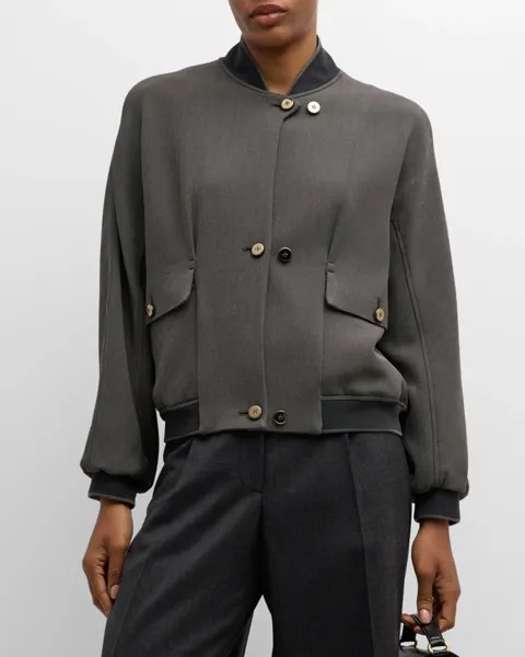 Бомбер из фактурной вискозы Giorgio Armani, цвет Dark Grey