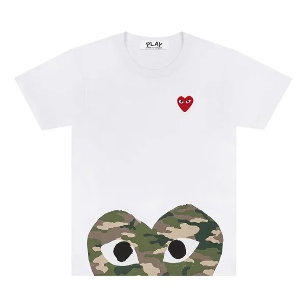 Футболка Comme des Garçons PLAY Camouflage Half-Heart T-Shirt White, белый