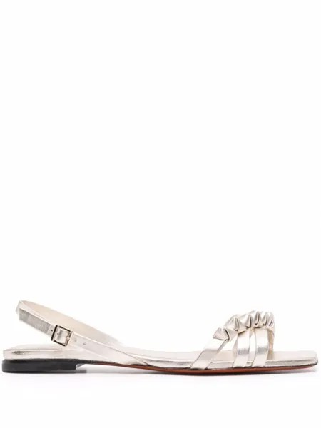 Santoni сандалии со сборками, золотистый