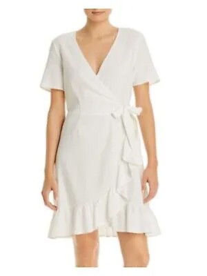 VERO MODA Женское белое плетеное мини-платье с завязками сбоку и короткими рукавами XS