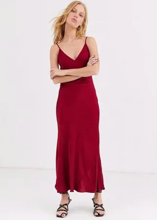 Атласное платье-комбинация ASOS WHITE-Красный