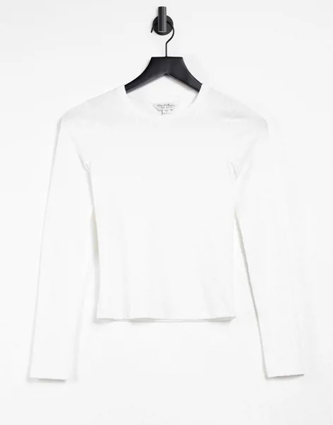 Белый лонгслив в рубчик Miss Selfridge
