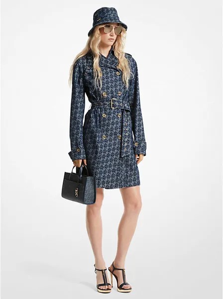 Джинсовый тренч с жаккардовым логотипом Empire Signature Michael Kors, черный