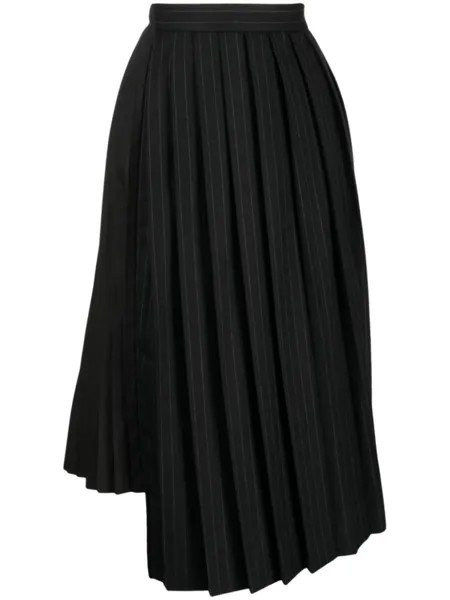 Sacai юбка асимметричного кроя в тонкую полоску, черный
