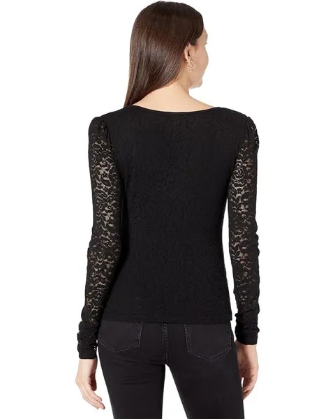 Топ Joe's Jeans Talia Puff Sleeve Square Neck Lace Top, цвет Jet Black